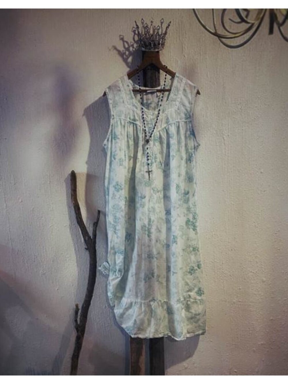 Vintage Cotton Floral Sleeveless Cotton Midi Dress XXL